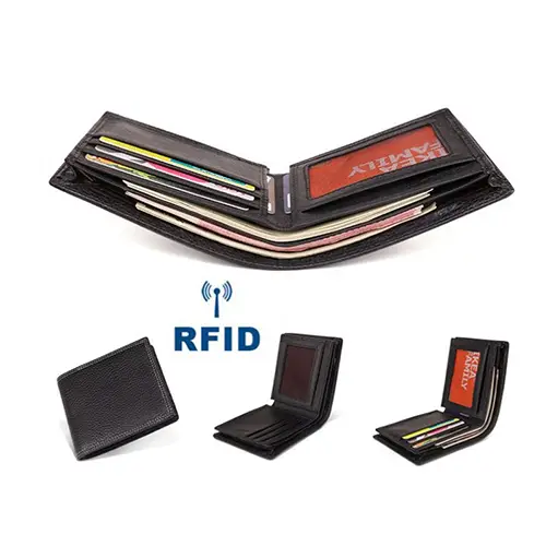  Sleek RFID Leather Wallet with Multi-Card Storage